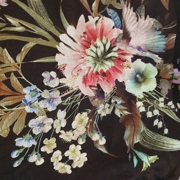 💕FUZZI💕 Navy Floral Sheath Dress 100% Viscose Crepe Large - Picture 12 of 16